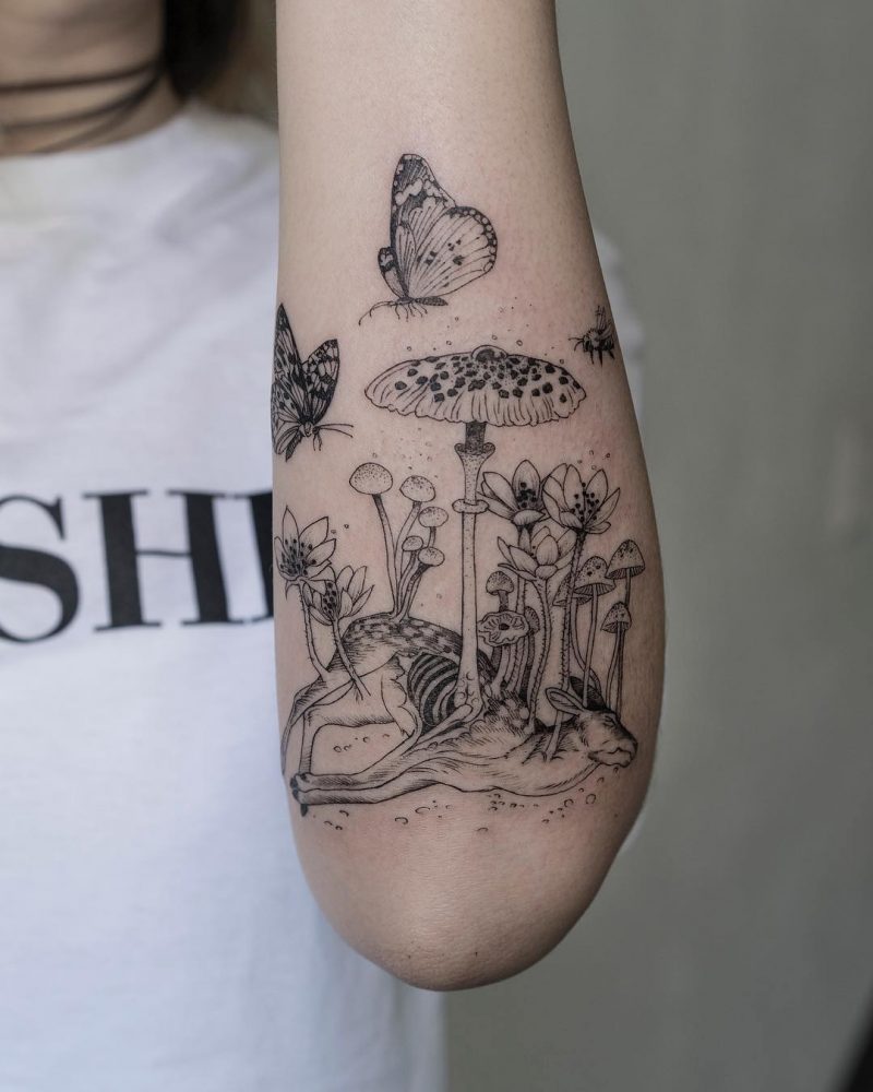 纹身艺术家吴金妍的黑白纹身图案 奇特设计令人毛骨悚然