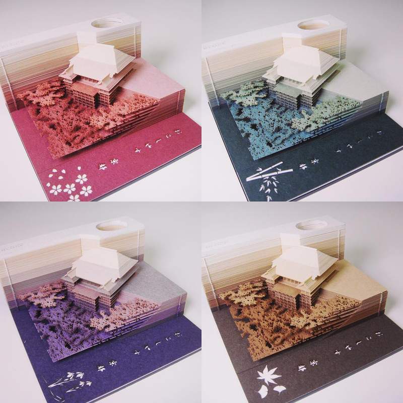 日本纸雕模型日历 每天撕掉一张欣赏美景特色