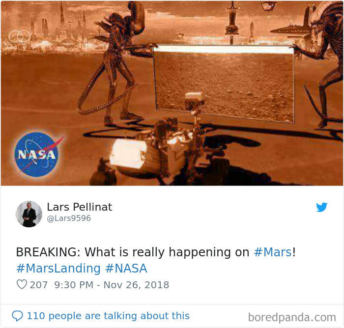 NASA洞察号着陆传来火星表面照片 网友“才华病”发作脑洞大开