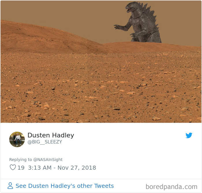 NASA洞察号着陆传来火星表面照片 网友“才华病”发作脑洞大开