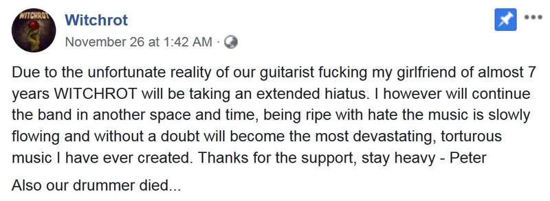 史上最疯狂乐团解散宣言 女友被吉他手搞了七年